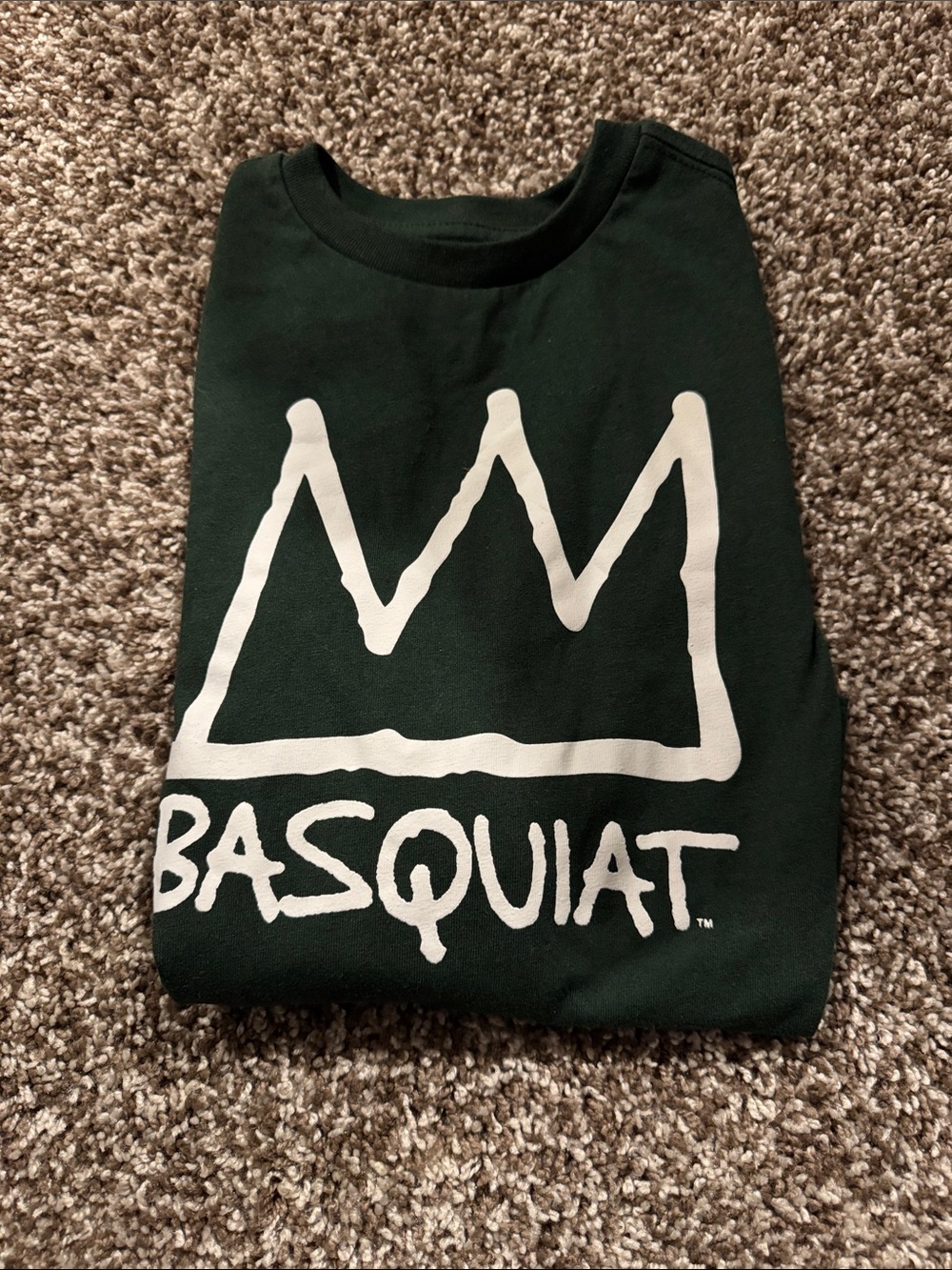GAP Kids Dark Green Tee with White Basquiat Crown Graphic